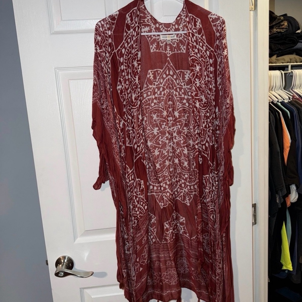 Bohemian Red and White Kimono
